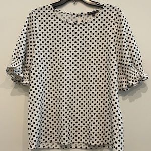 White and Black Polkadot blouses